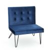 Modern Navy Velvet Accent Chair with Black Metal Legs