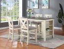 Acacia Wood Counter Height Dining Set with 4 Cushioned Chairs