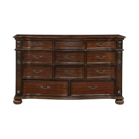 Adelina Cherry Wood 11-Drawer Traditional Dresser