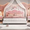 Princess Crown Upholstered Twin Bed in Blush Pink Princess Crown Upholstered Twin Bed in Blush Pink
