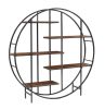 Industrial Round Bookshelf with 6 Open Display Shelves