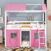 Twin Playhouse Bunk Bed with Slide and Storage Windows