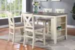 Acacia Wood Counter Height Dining Set with 4 Cushioned Chairs