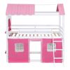 Twin Playhouse Bunk Bed with Slide and Storage Windows