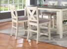 Acacia Wood Counter Height Dining Set with 4 Cushioned Chairs