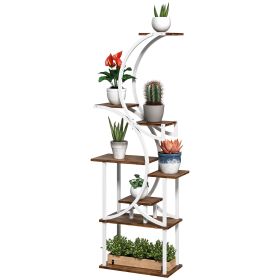 Outsunny Plant Stand Indoor, 8 Tier 62" S-Shaped Plant Shelf, Corner Plant Rack for Multiple Plants, Carbonised Finish