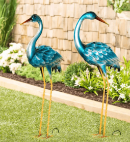 35' Blue Heron Statue Pair