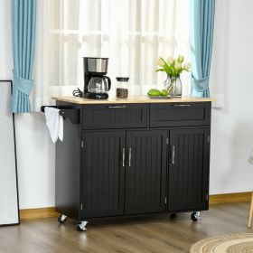 HOMCOM Rolling Kitchen Island Cart with Drawers & Cabinets (Option: Black-1245x530x190 mm)