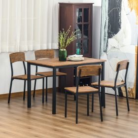 5-Piece Solid Pine Dining Table Set for 4 (Option: Rustic Brown-1215x790x200 mm)