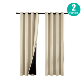 52x63 Polyester Blackout Curtains Thermal Set 2 (Option: Beige)