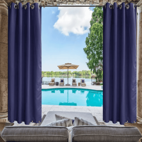 Dark Blue Indoor Outdoor Grommet Curtain Panel (Option: 50 in x 120 in)