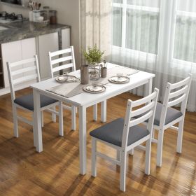 HOMCOM 5-Piece Farmhouse Dining Table Set for 4 (Option: White-1215x785x205 mm)