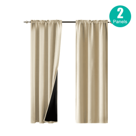 52x63 Rod Pocket Blackout Curtains Set 2 (Option: Beige)