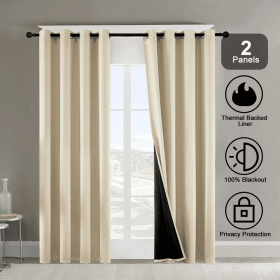 52x84 Polyester Blackout Curtains Thermal Set 2 (Option: Beige)