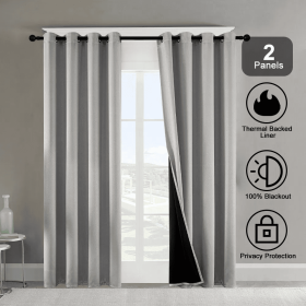52x84 Polyester Blackout Curtains Thermal Set 2 (Option: Gray)