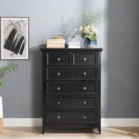 6 Drawer Dresser (Material: MDF, Color: Black)