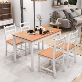 5-Piece Solid Pine Dining Table Set for 4 (Option: White-1180x770x225 mm)