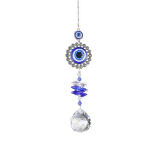 1pc Crystal Sun Catchers; Blue Butterfly Evil Eye Suncatcher Indoor Window With Prism Ball; Sunlight Rainbow Maker Good Luck Hanging Crystals Orn (Style: Round)