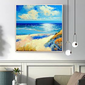 Handmade Oil Painting Canvas Wall Art Decor Original The Blue Ocean Abstract Scenery Painting for Home Decor  Living Room hallway bedroom luxurio (size: 70x70cm)