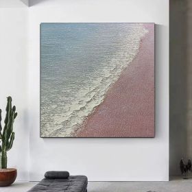 100% Handmade Abstract simple pure thick ocean sea landscape modern Oil Painting Modern Living room Home Decoration (size: 120x120cm)