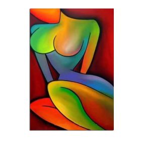 Top Skill Handmade Modern Abstract Portrait Beautiful Colorful Sexy Nude Figure Wall Art Oil Painting on Canvas for Home Decor (size: 90x120cm)