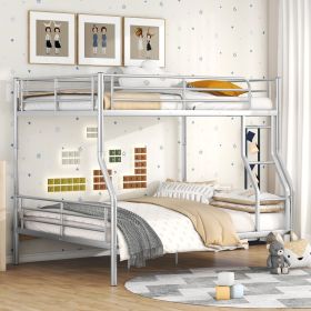 Full XL Over Queen Metal Bunk Bed (Color: Silver)