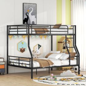 Full XL Over Queen Metal Bunk Bed (Color: Black)